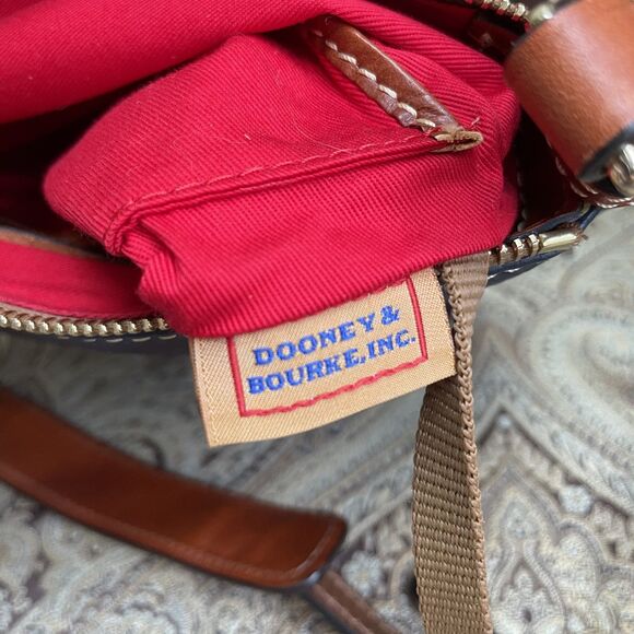 Dooney & Bourke Women's Navy Blue Pebble Leather Letter Carrier Crossbody Bag - Picture 8 of 13